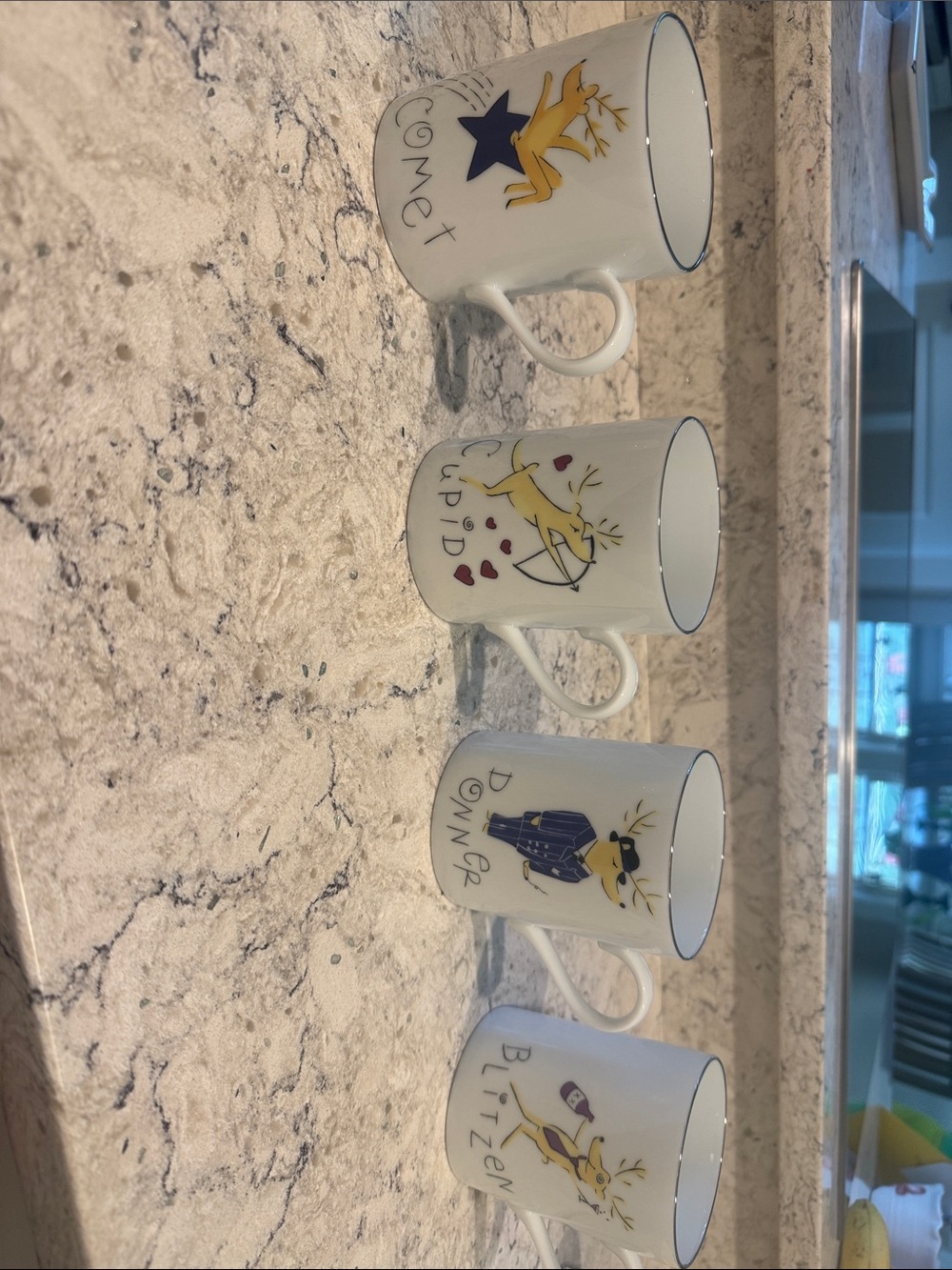 ** NEW ** Pottery Barn Cream Set of 4 Reindeer Mugs Boxed Set